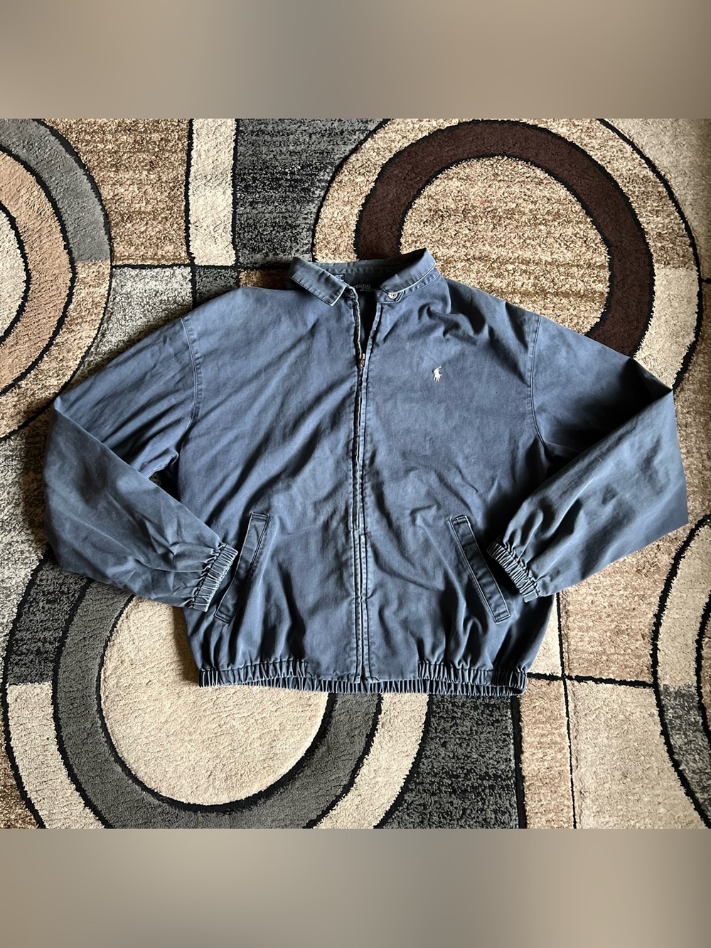 Men’s vintage faded blue Polo Ralph Lauren Harrington Jacket Size XL
